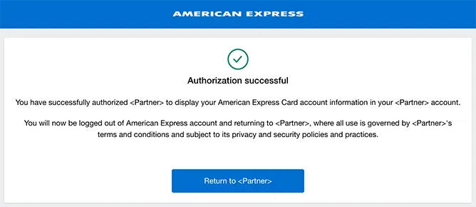 Authorization code sent